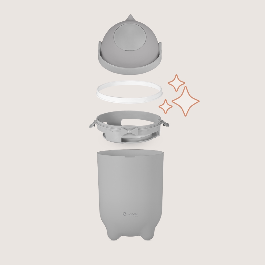 Lionelo - Koš za pelene PUREBIN 10 l siva