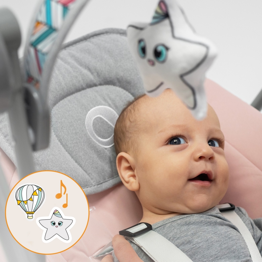Lionelo - Ljuljačka za bebe OTTO 4xLR14 Pink Baby