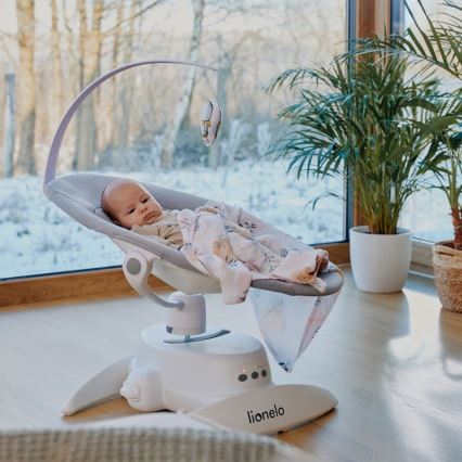 Lionelo - Ljuljačka za bebe s melodijom IRIS 4xAA bež pijesak
