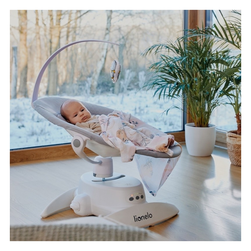 Lionelo - Ljuljačka za bebe s melodijom IRIS 4xAA bež pijesak
