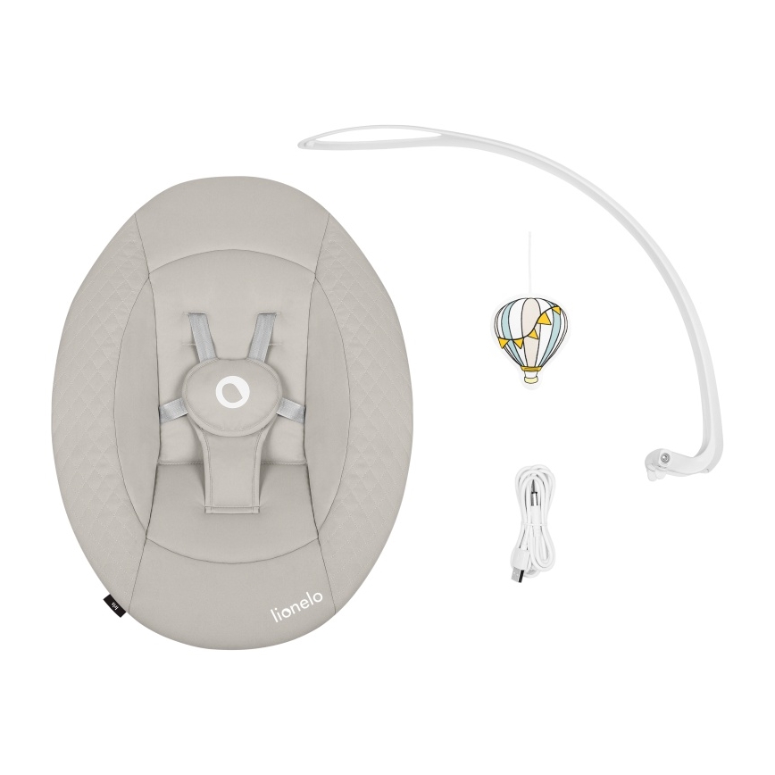 Lionelo - Ljuljačka za bebe s melodijom IRIS 4xAA bež pijesak