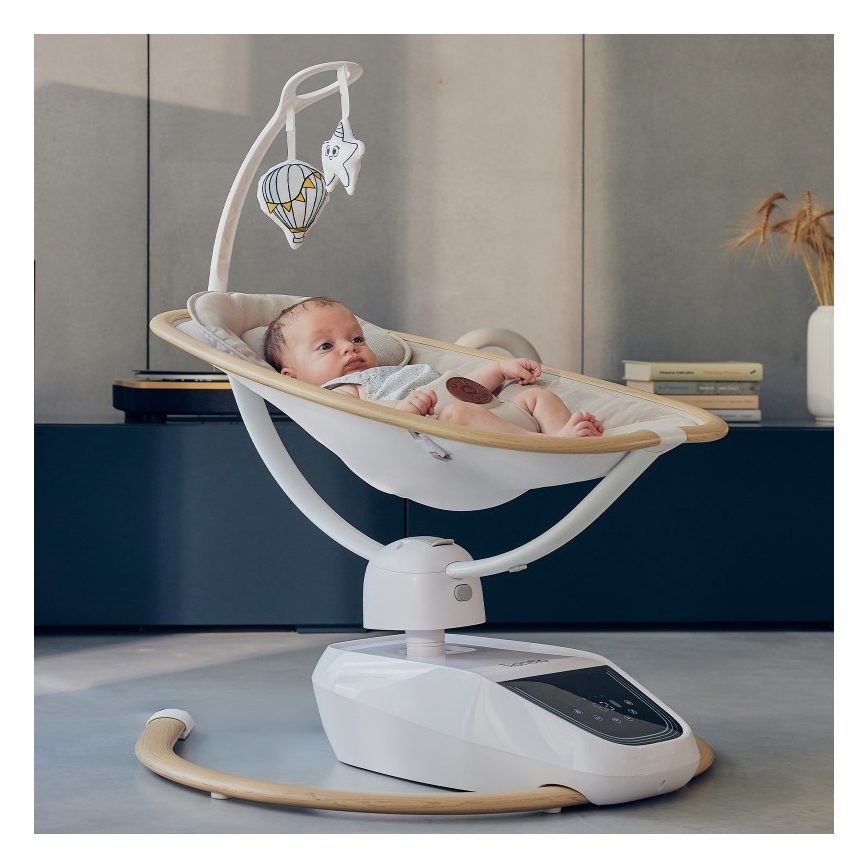 Lionelo - Ljuljačka za bebe s melodijom OLIVIA Beige Natural + daljinsko upravljanje