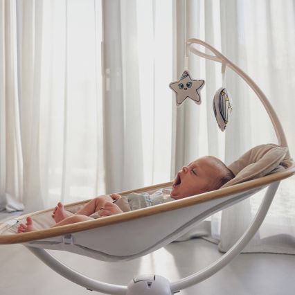 Lionelo - Ljuljačka za bebe s melodijom OLIVIA Beige Natural + daljinsko upravljanje