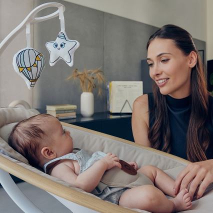 Lionelo - Ljuljačka za bebe s melodijom OLIVIA Beige Natural + daljinsko upravljanje