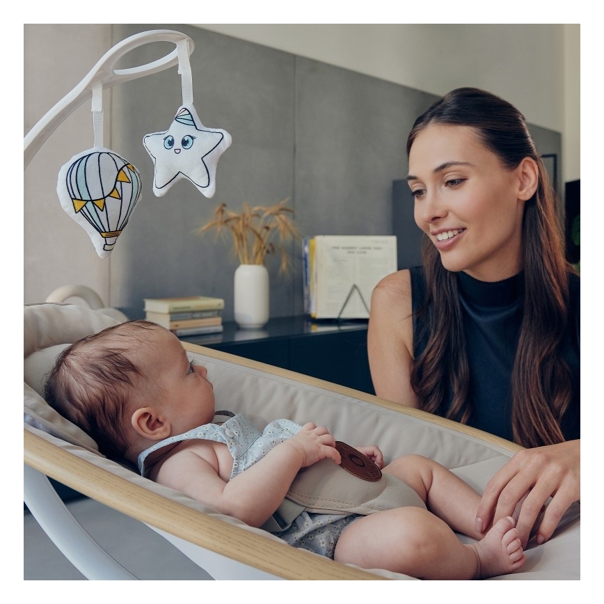 Lionelo - Ljuljačka za bebe s melodijom OLIVIA Beige Natural + daljinsko upravljanje