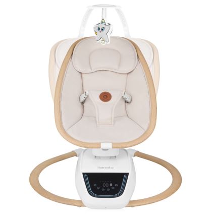 Lionelo - Ljuljačka za bebe s melodijom OLIVIA Beige Natural + daljinsko upravljanje