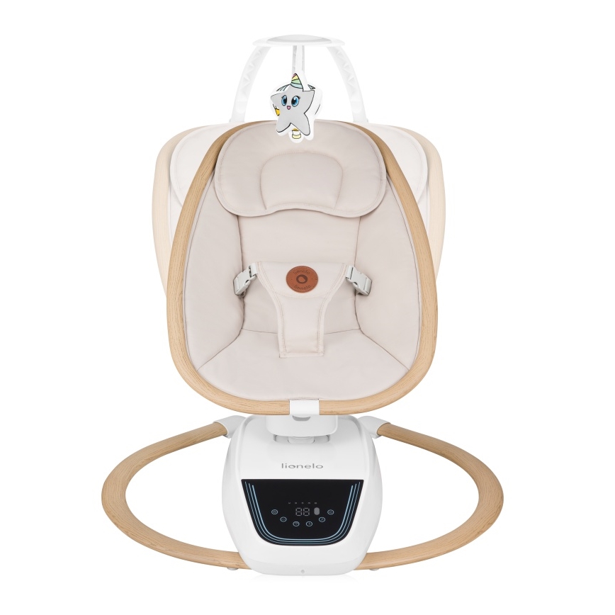 Lionelo - Ljuljačka za bebe s melodijom OLIVIA Beige Natural + daljinsko upravljanje