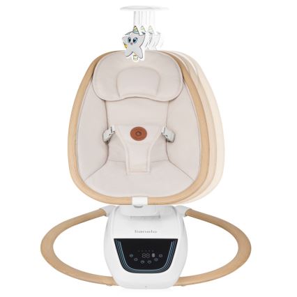 Lionelo - Ljuljačka za bebe s melodijom OLIVIA Beige Natural + daljinsko upravljanje