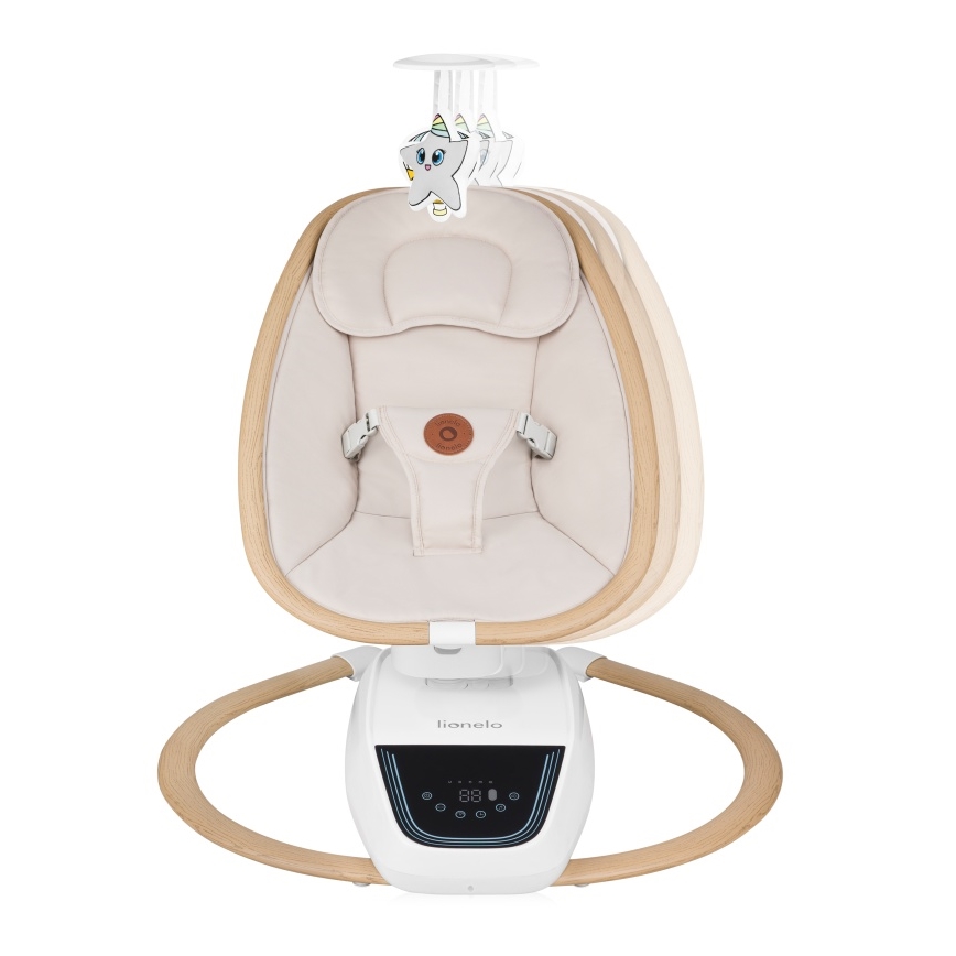 Lionelo - Ljuljačka za bebe s melodijom OLIVIA Beige Natural + daljinsko upravljanje
