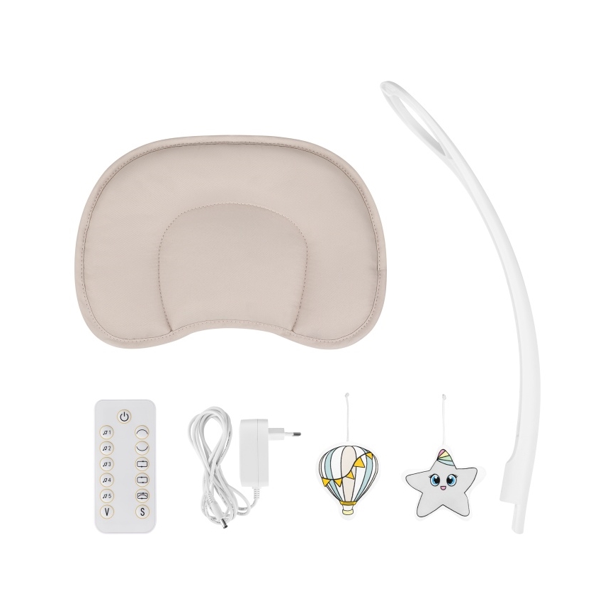 Lionelo - Ljuljačka za bebe s melodijom OLIVIA Beige Natural + daljinsko upravljanje