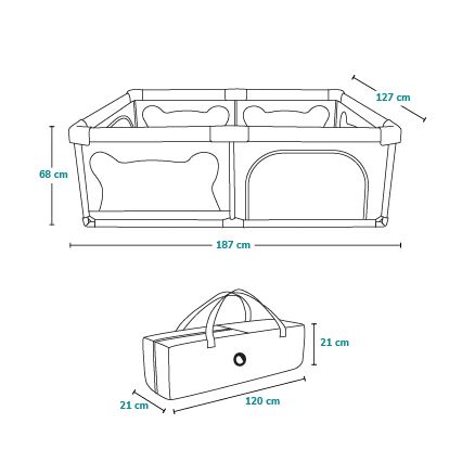 Lionelo - Ograda za igru WILLOW siva