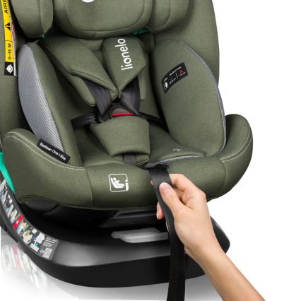 Lionelo - Rotirajuća autosjedalica s bazom BASTIAAN ONE i-Size 40-150 cm, maslinasto zelena