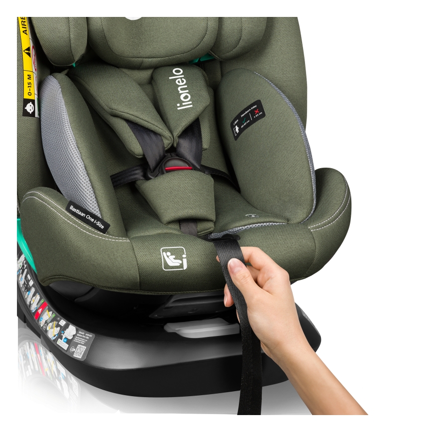 Lionelo - Rotirajuća autosjedalica s bazom BASTIAAN ONE i-Size 40-150 cm, maslinasto zelena