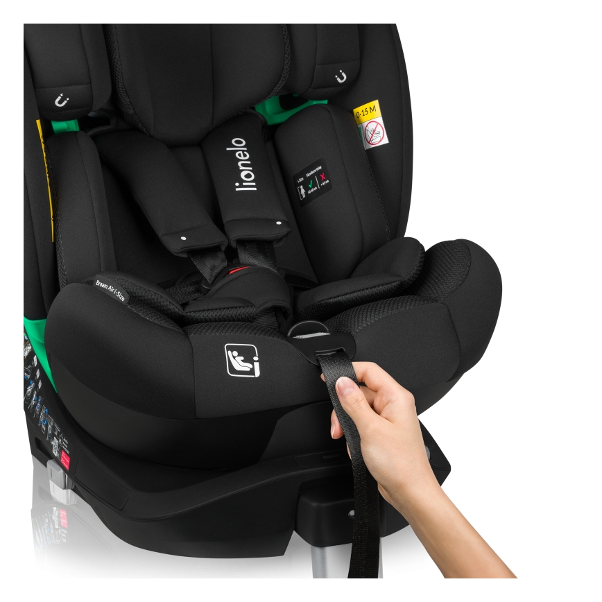 Lionelo - Autosjedalica s rotirajućom bazom BRAAM AIR i-Size 40-150 cm Crni karbon