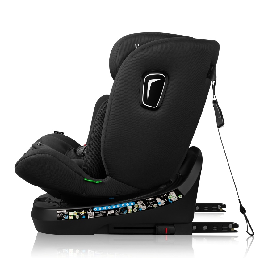 Lionelo - Okretna autosjedalica s bazom BRAVE i-Size 40-150 cm Black Carbon