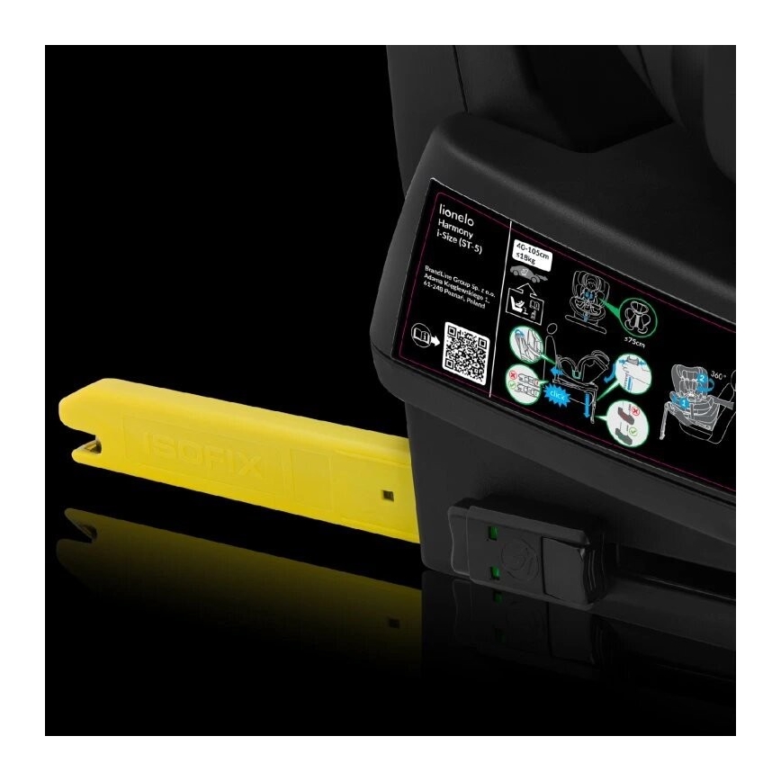 Lionelo - Okretna autosjedalica s bazom HARMONY i-Size 40-150 cm crna