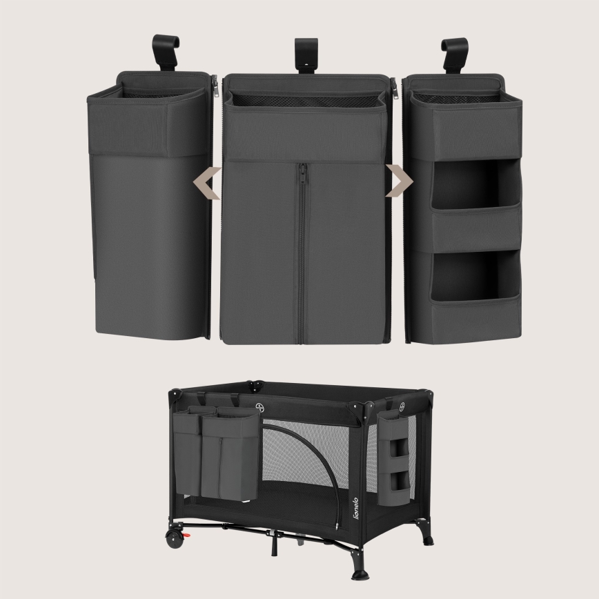 Lionelo - Organizator za dječji krevetić 3 u 1 SIDEPOCKET Siva