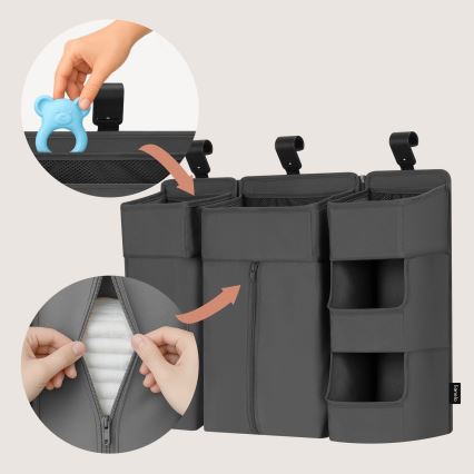 Lionelo - Organizator za dječji krevetić 3 u 1 SIDEPOCKET Siva