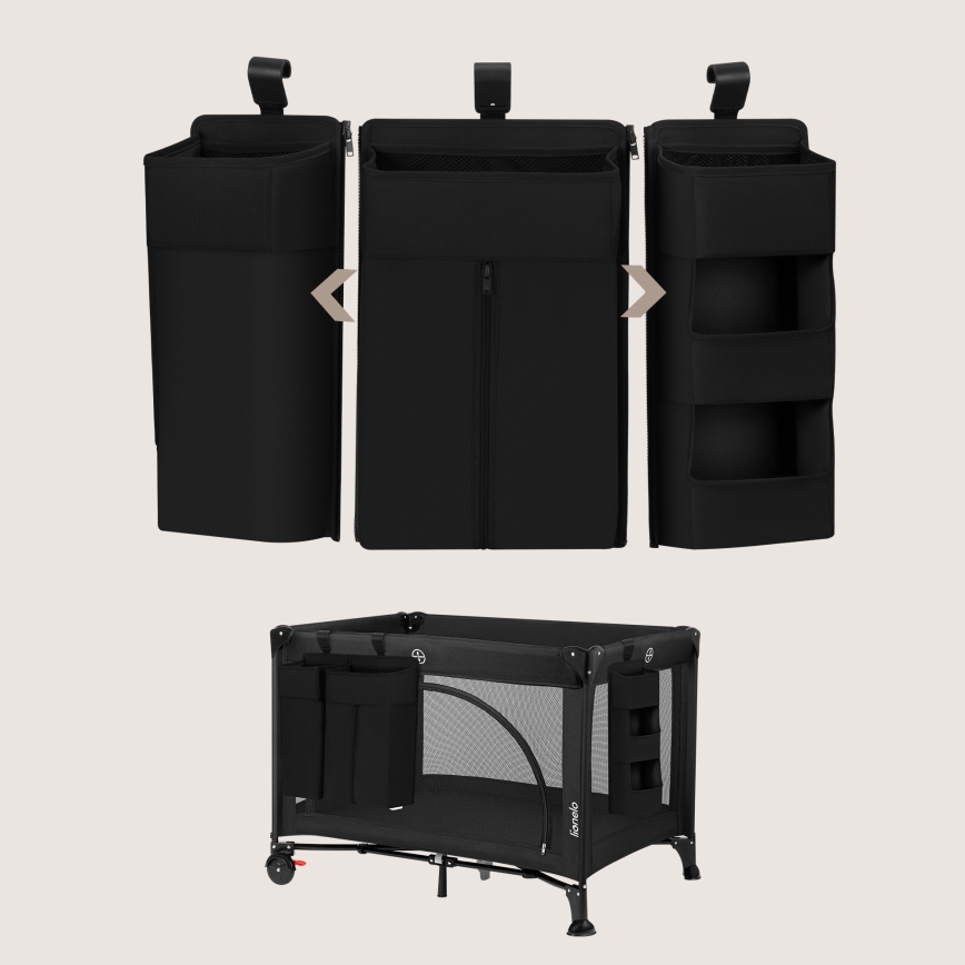 Lionelo - Organizator za dječji krevetić 3u1 SIDEPOCKET, crni