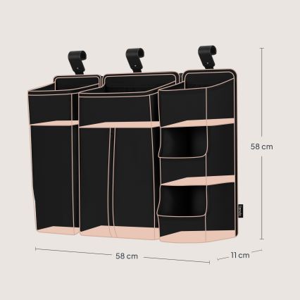 Lionelo - Organizator za dječji krevetić 3u1 SIDEPOCKET, crni