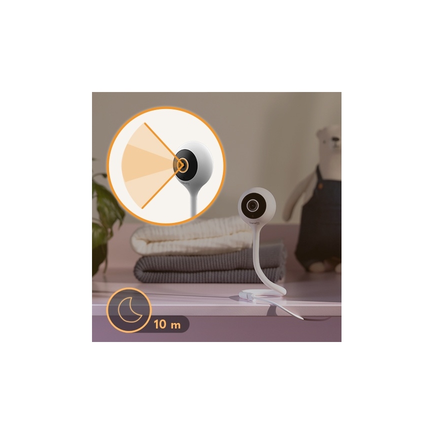 Lionelo - Pametni dječji monitor BABYLINE SMART Wi-Fi bijeli