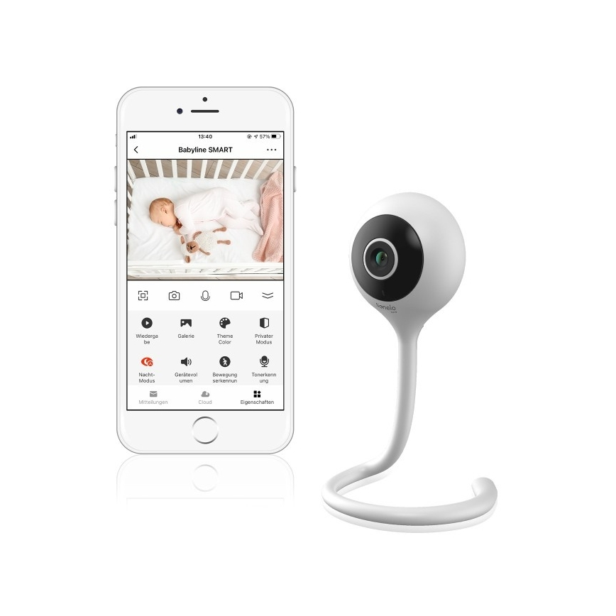 Lionelo - Pametni dječji monitor BABYLINE SMART Wi‑Fi White