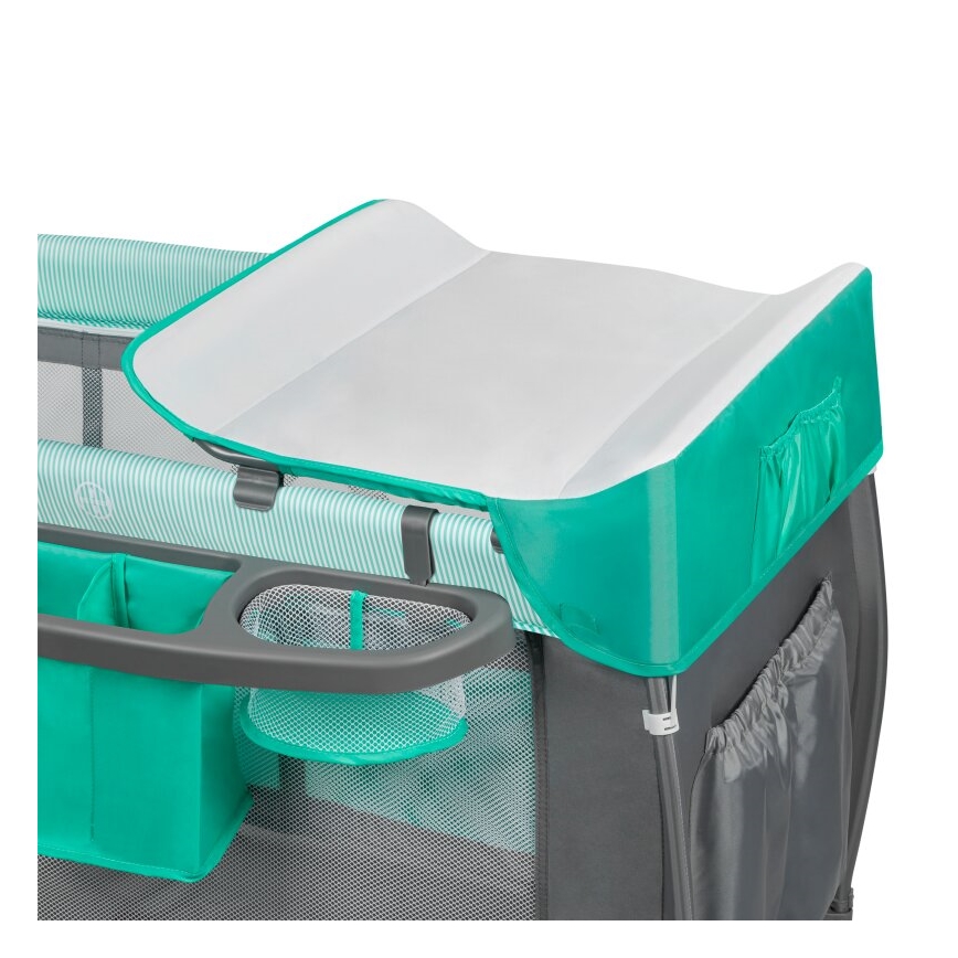 Lionelo - Prenosivi dječji krevetić SVEN PLUS, siva/tirkizna