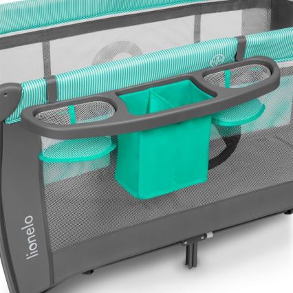 Lionelo - Prenosivi dječji krevetić SVEN PLUS, siva/tirkizna