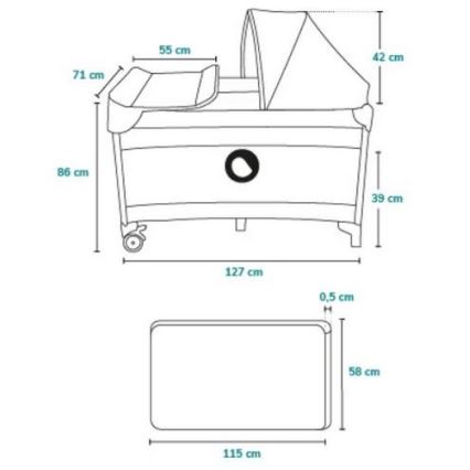 Lionelo - Prenosivi dječji krevetić SVEN PLUS, siva/tirkizna