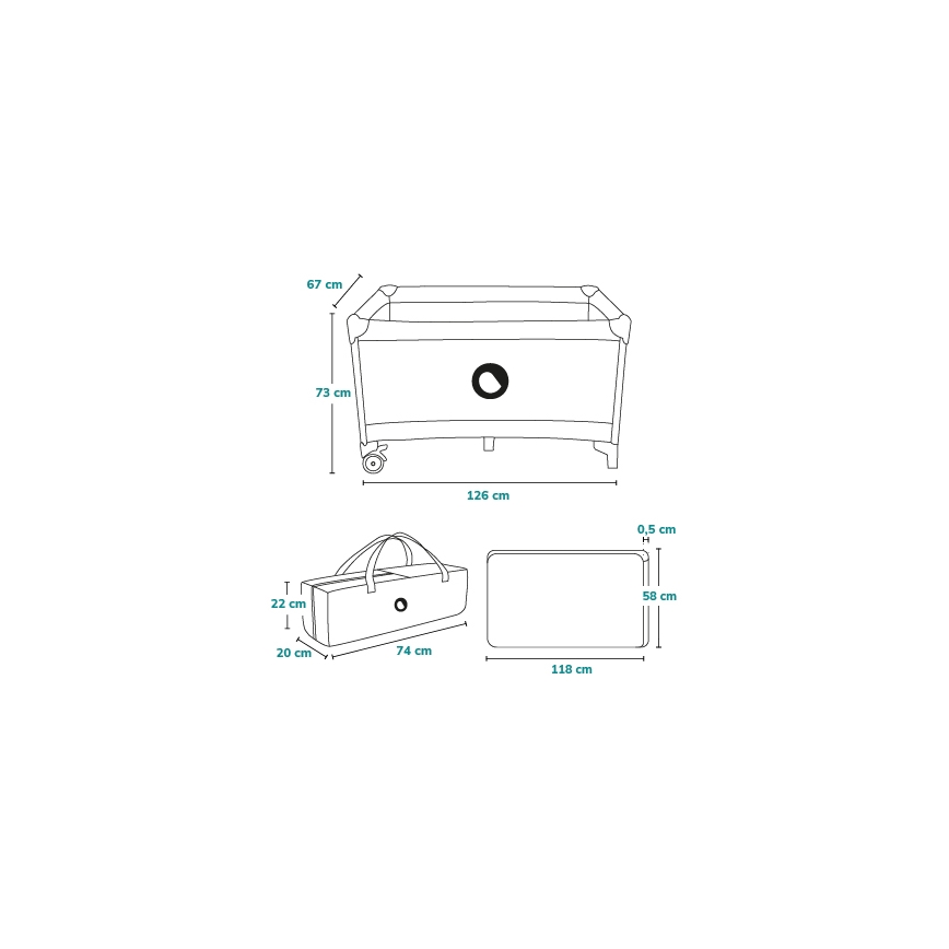 Lionelo - Prenosni krevetić STEFI plavo-sivi