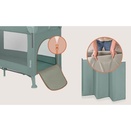 Lionelo - Prijenosni dječji krevetić 3u1 ELLEN, zelena salvija