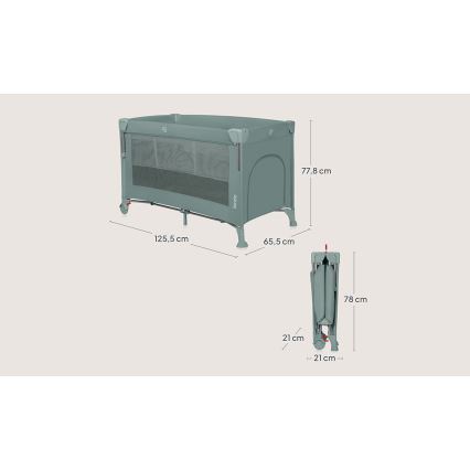 Lionelo - Prijenosni dječji krevetić 3u1 ELLEN, zelena salvija