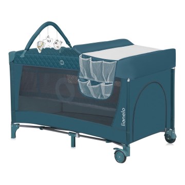 Lionelo - prijenosni dječji krevetić FLOWER, zelena/tirkizna