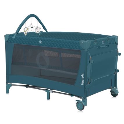 Lionelo - prijenosni dječji krevetić FLOWER, zelena/tirkizna