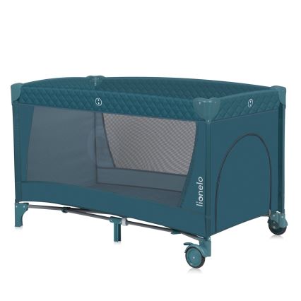 Lionelo - prijenosni dječji krevetić FLOWER, zelena/tirkizna