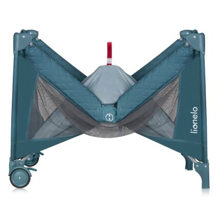Lionelo - prijenosni dječji krevetić FLOWER, zelena/tirkizna