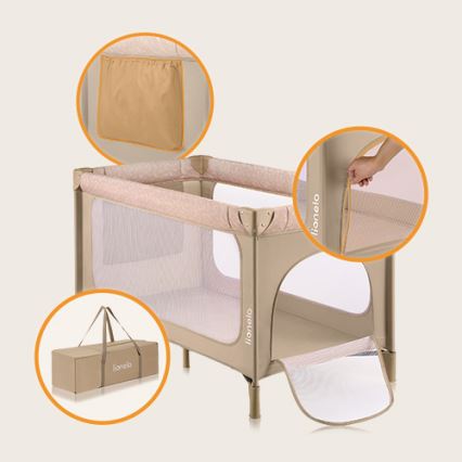 Lionelo - Prijenosni dječji krevetić JASMIN EASY FOLD Bež pijesak