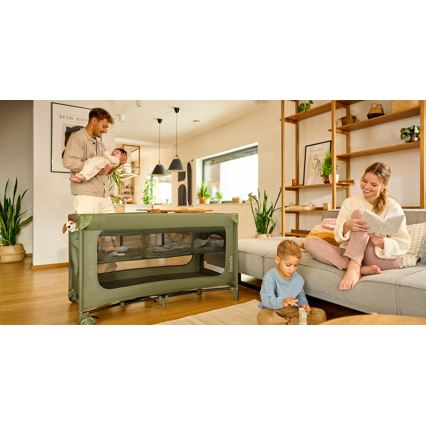 Lionelo - Prijenosni dječji krevetić JASMIN EASY FOLD Maslinasto zelena