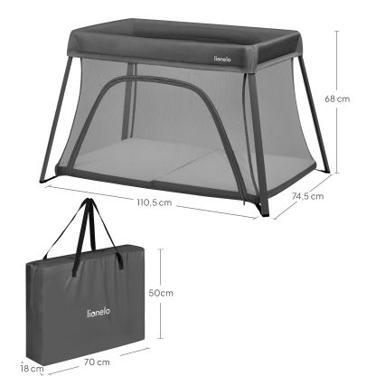 Lionelo - Prijenosni krevetić 3u1 ALICE Grey