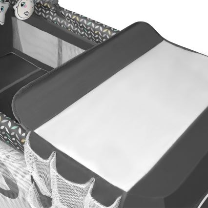 Lionelo - prijenosni krevetić FLOWER, sivi Skandi