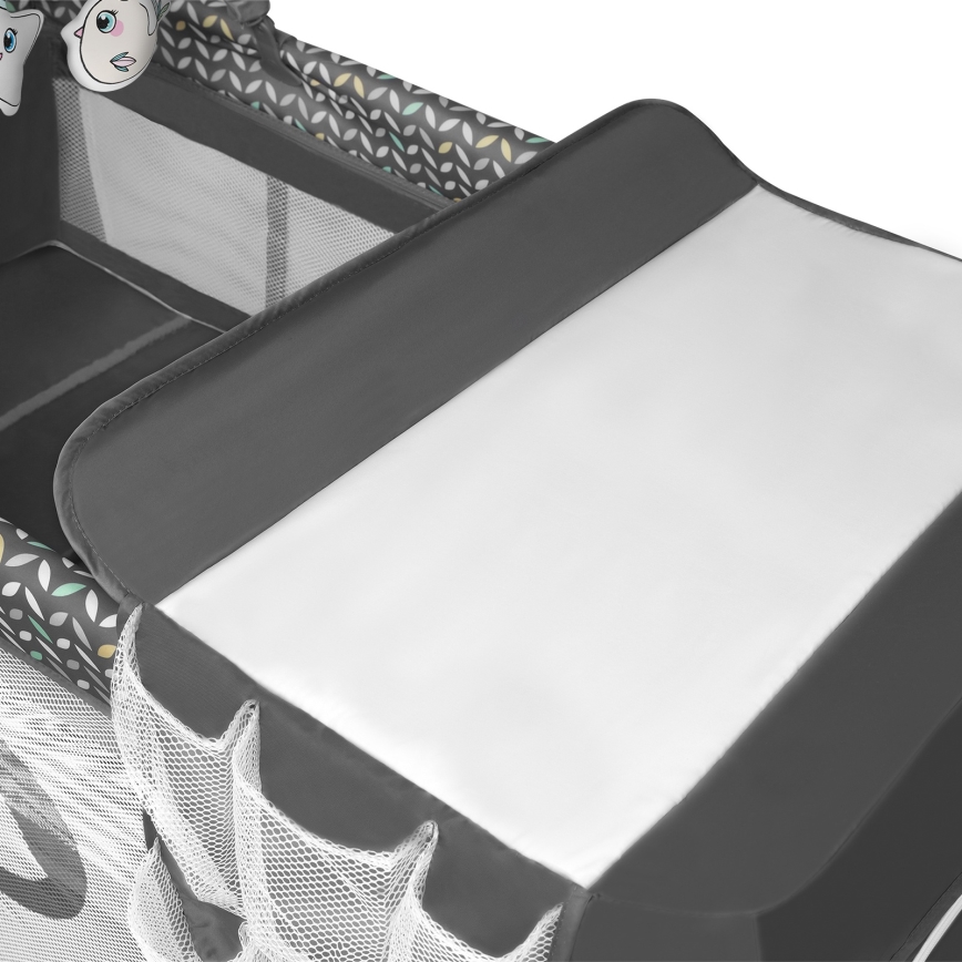 Lionelo - prijenosni krevetić FLOWER, sivi Skandi