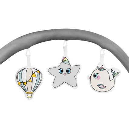 Lionelo - prijenosni krevetić FLOWER, sivi Skandi