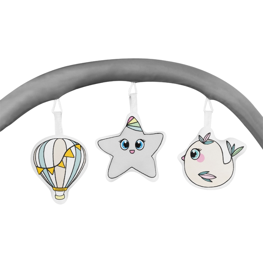 Lionelo - prijenosni krevetić FLOWER, sivi Skandi