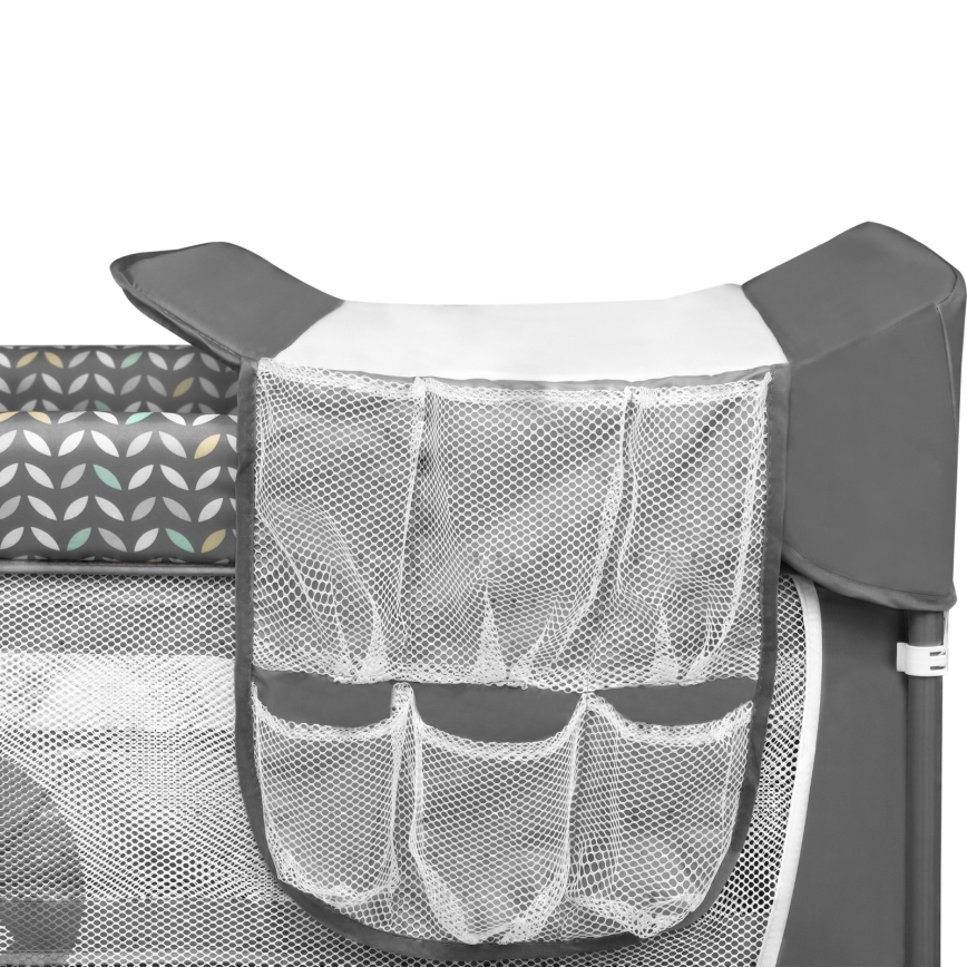 Lionelo - prijenosni krevetić FLOWER, sivi Skandi