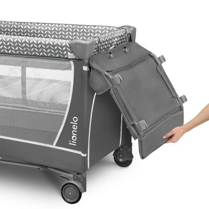 Lionelo - prijenosni krevetić FLOWER, sivi Skandi