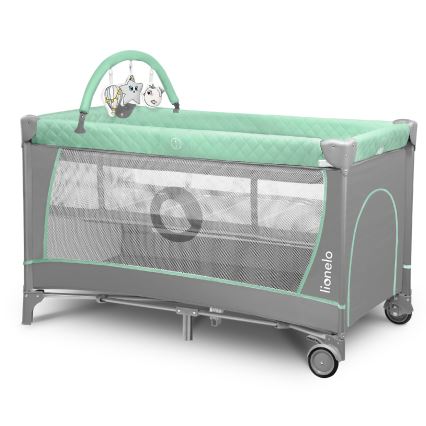 Lionelo - Prijenosni krevetić FLOWER tirkizna