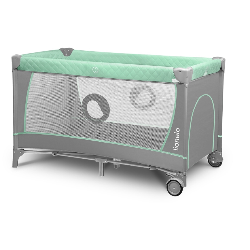 Lionelo - Prijenosni krevetić FLOWER tirkizna