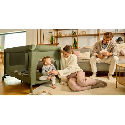 Lionelo - Prijenosni krevetić JASMIN EASY FOLD maslinasto zelene boje