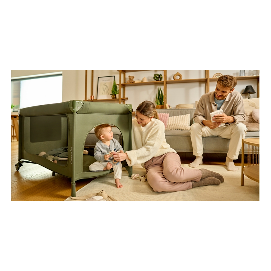 Lionelo - Prijenosni krevetić JASMIN EASY FOLD maslinasto zelene boje