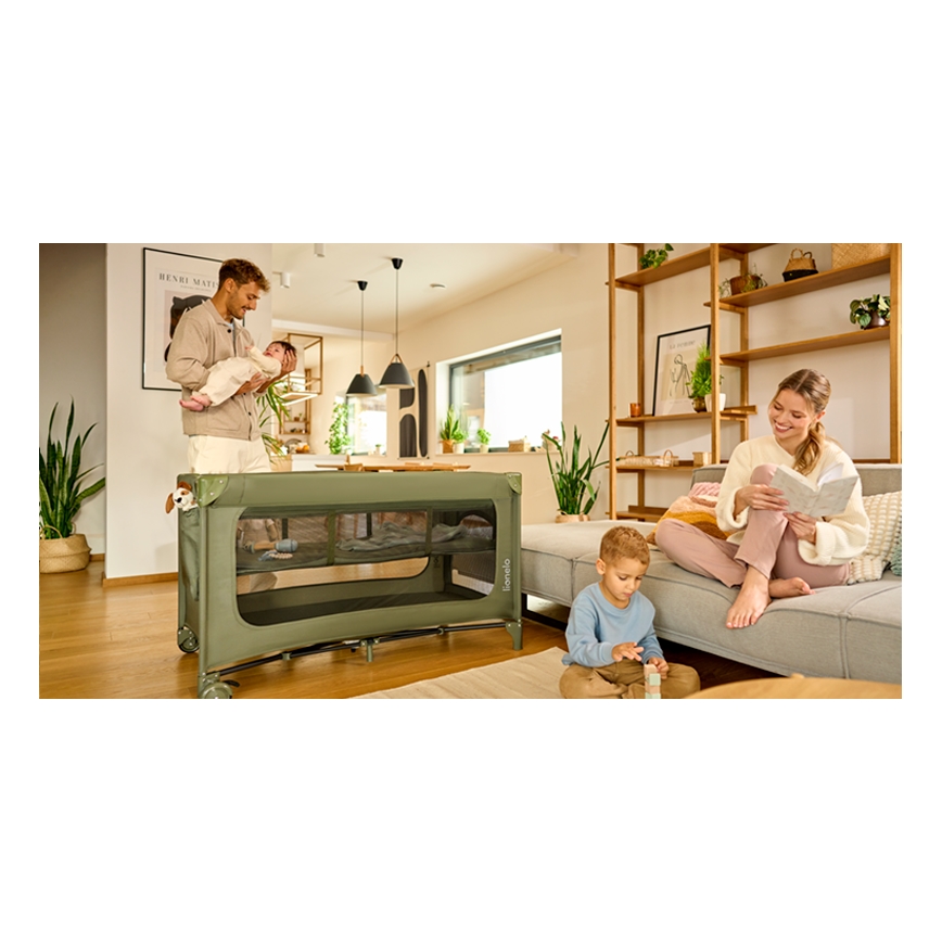 Lionelo - Prijenosni krevetić JASMIN EASY FOLD maslinasto zelene boje